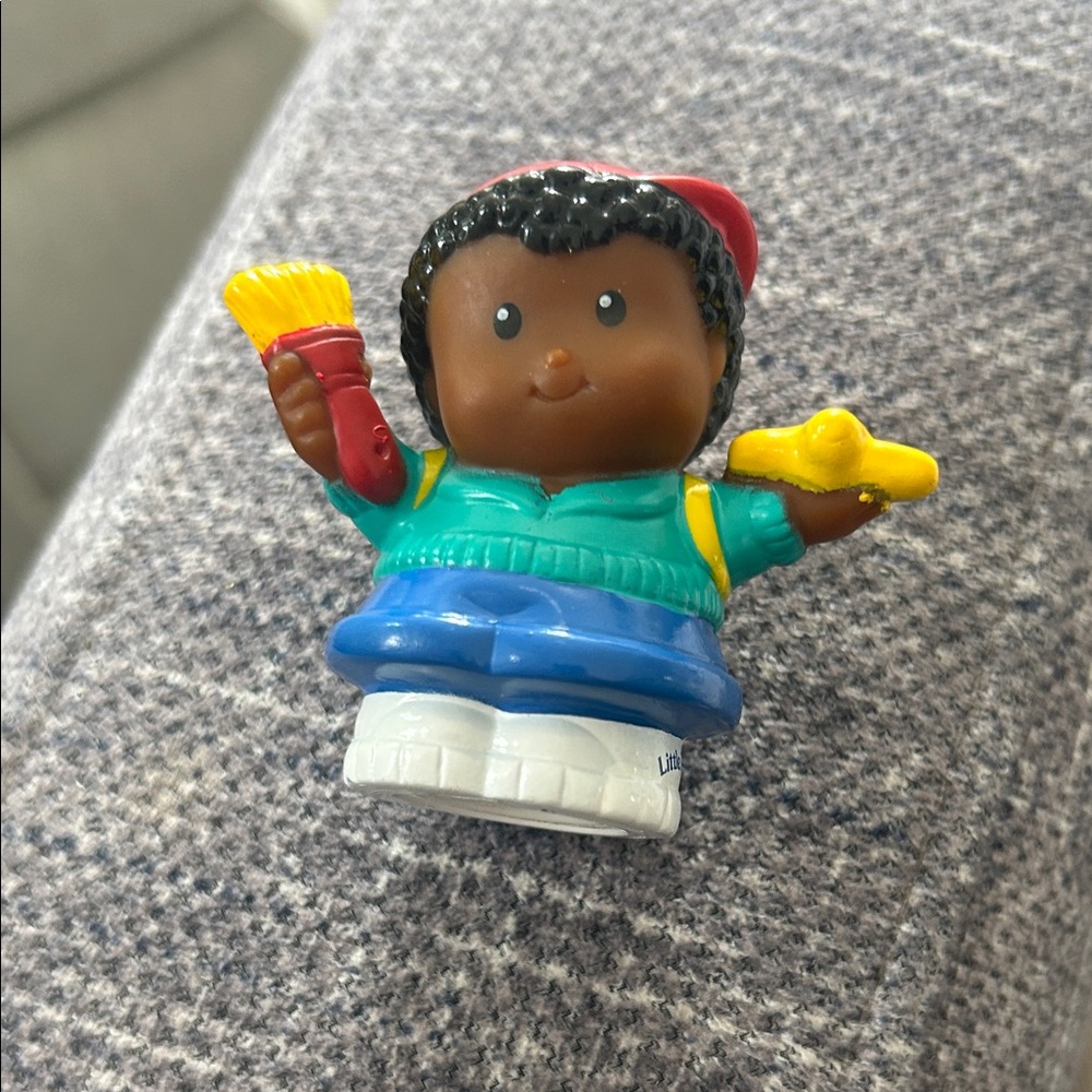 Fisher Price Little People Boy Michael African American Paint Brush Plane 2002